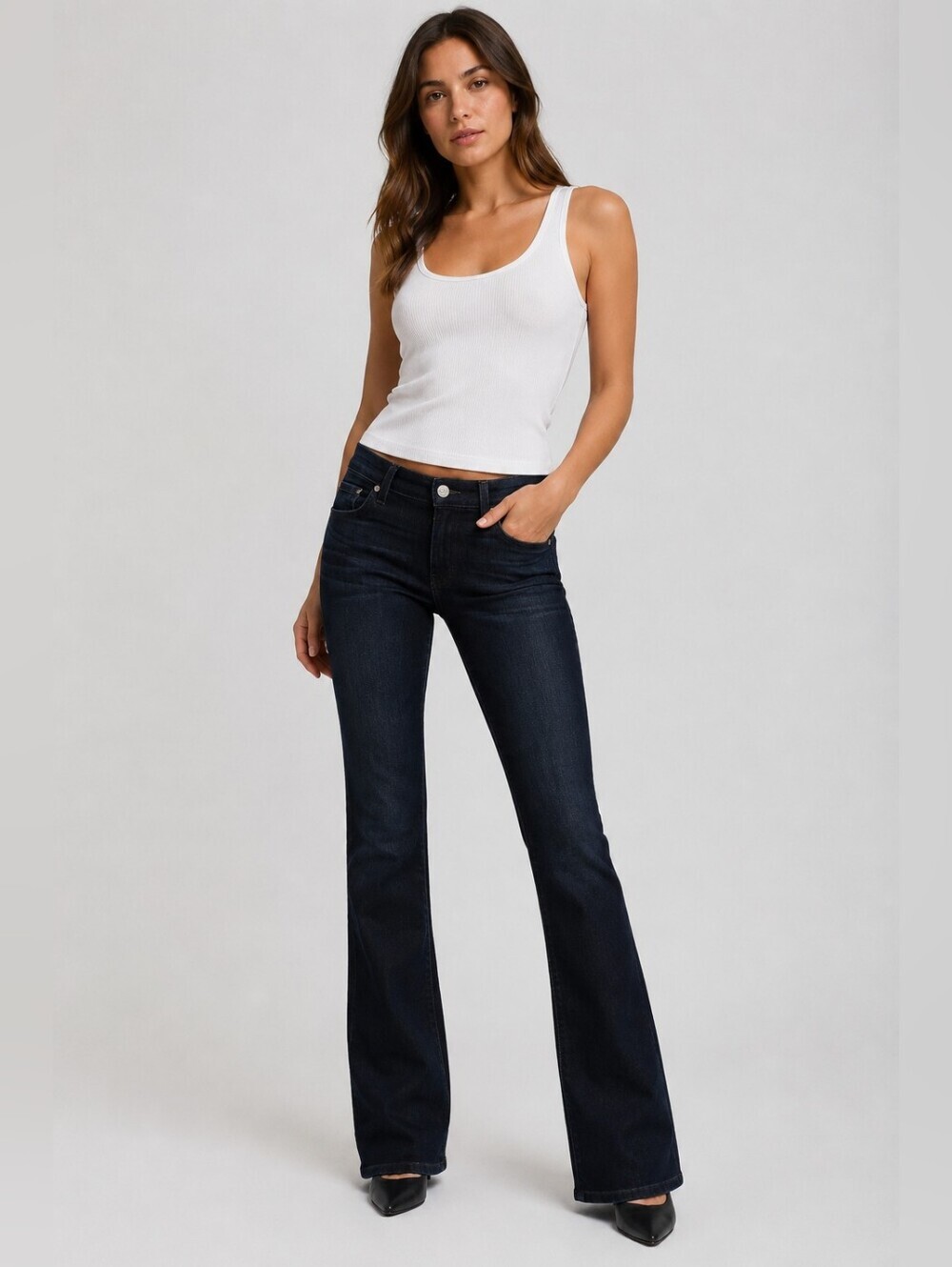 7 For All Mankind Slim Trouser Flare Jeans Dark Wash Size 26